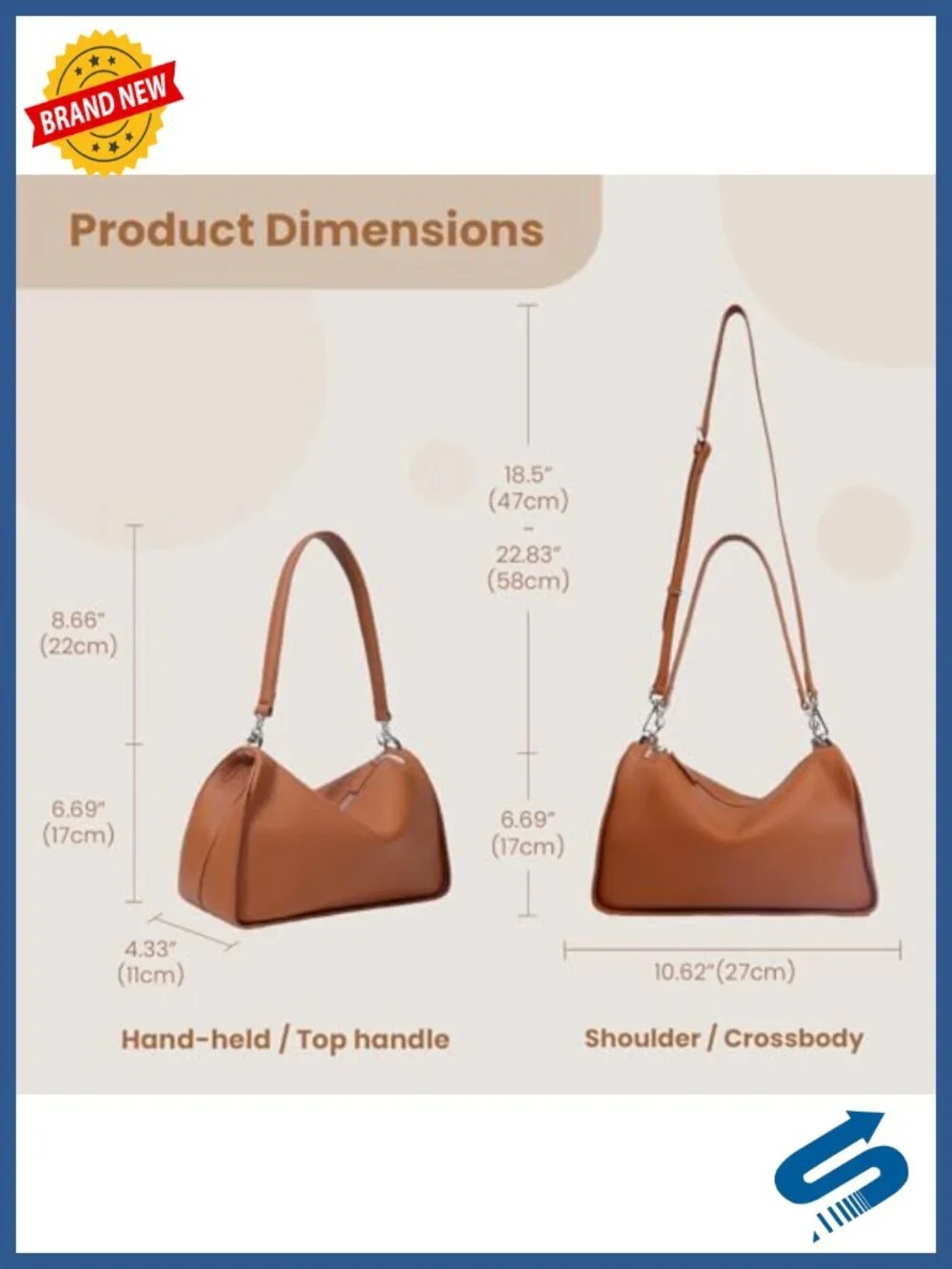 Genuine Leather Hobo Shoulder Bag Crossbody with Adjustable Strap